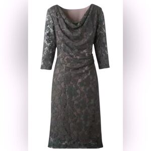 Coldwater Creek Gray Long Sleeve Lace Dress
